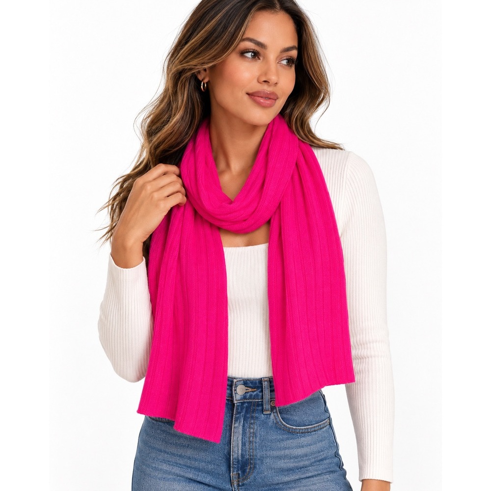 Charter Club 100 Cashmere Hot Pink Scarf Barbiecore Y2K Coquette Luxe Shawl Chic